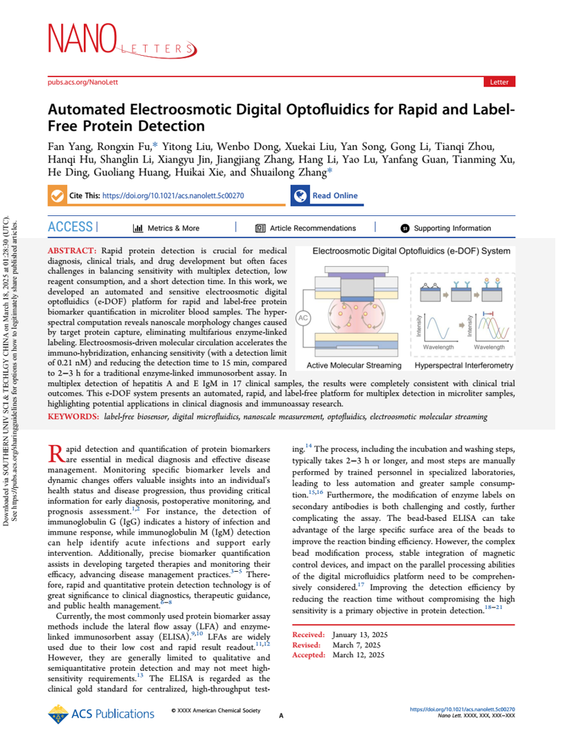 Automated Electroosmotic Digital Optofluidics for Rapid and Label-Free Protein Detection Automated Electroosmotic Digital Optofluidics for Rapid and Label-Free Protein Detection